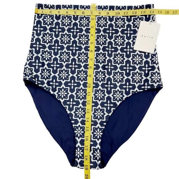 Baiia Two Piece Bikini Womens 12 White Navy One Shoulder Reversible High Waist - Picture 11 of 12